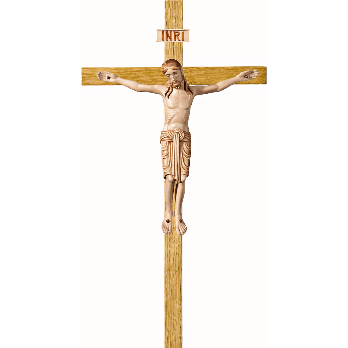 Cristo Románico en cruz de roble